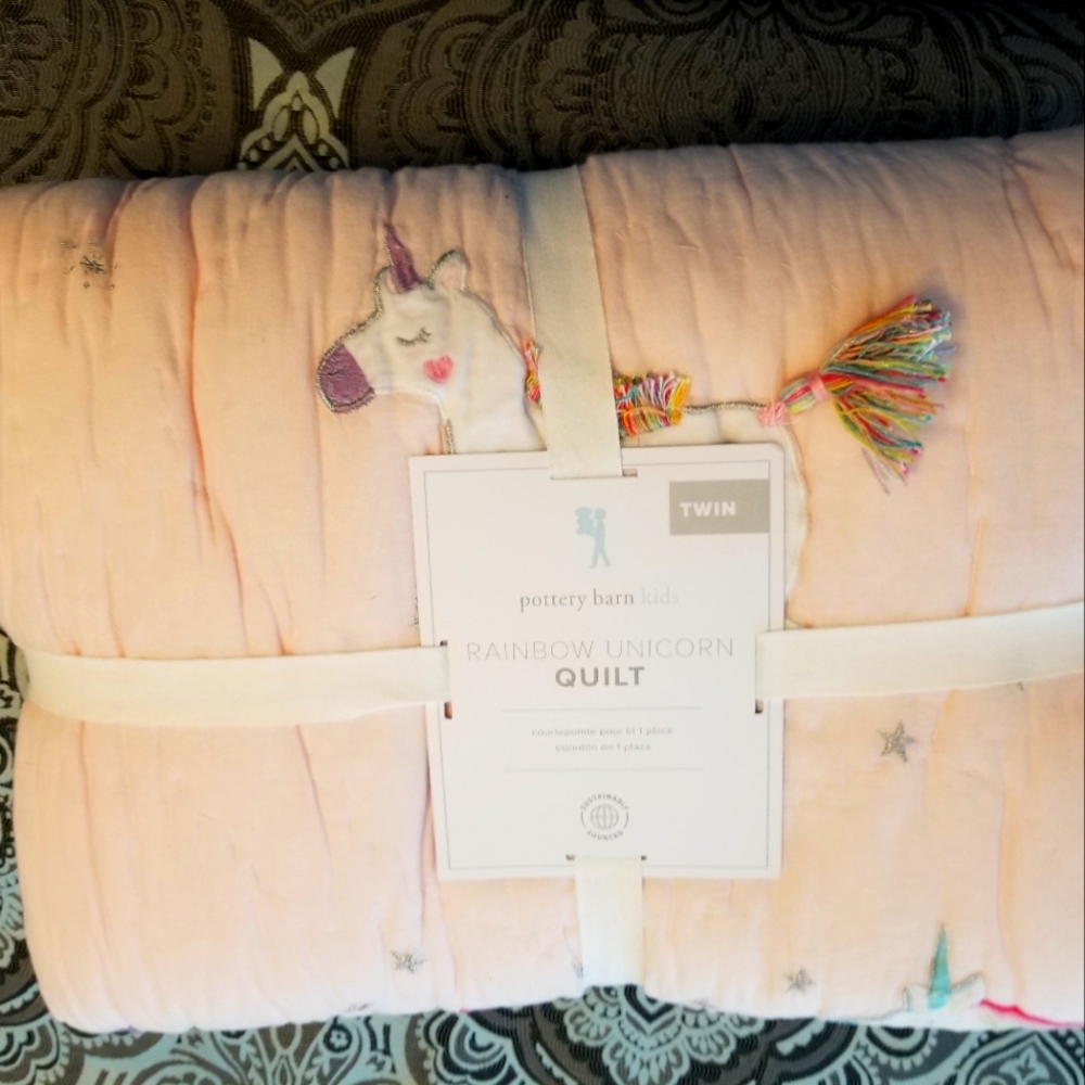Pottery Barn Kids Pink Unicorn Quilt